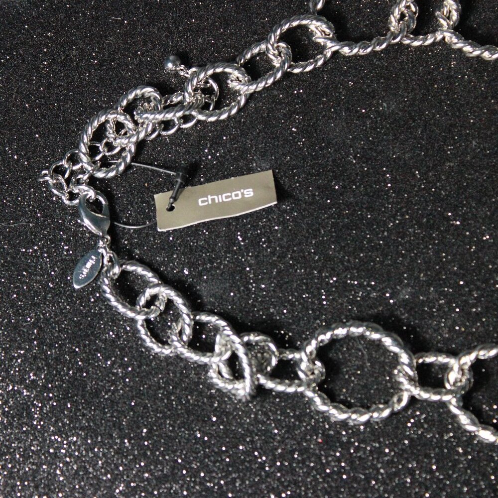 NWT Chico's Silver Twist Braided Necklace - Picture 3 of 8